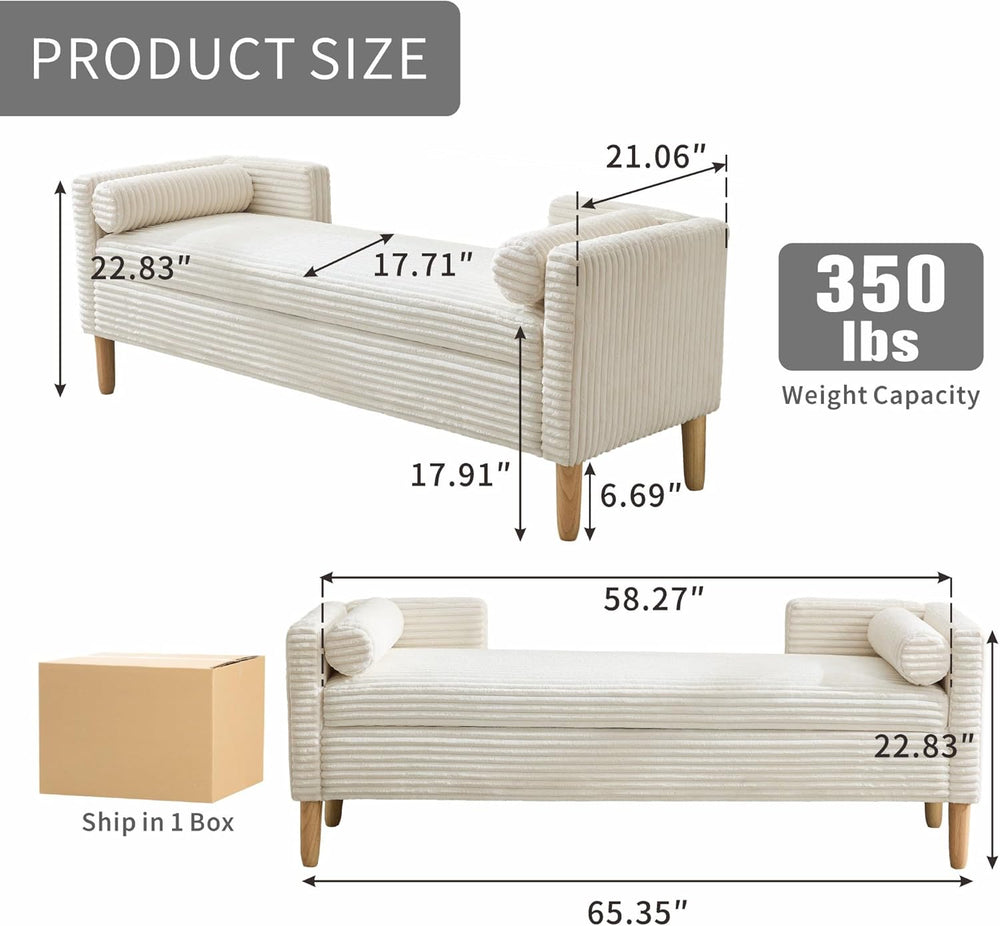 Chifee & Vingol 65.35" W Ottoman with Storage Bench for Bedroom End ...