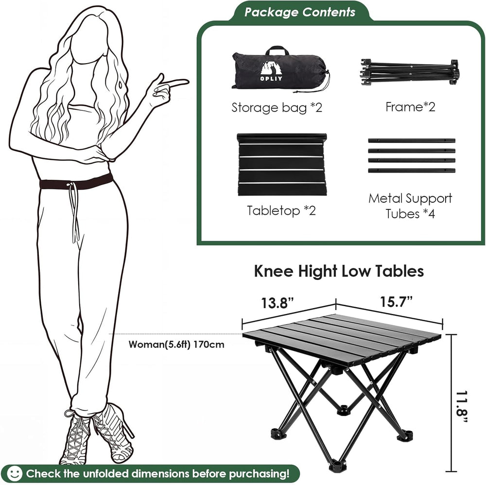 Opliy 2-Pack Portable Camping Table – Ultralight Foldable Car Tray Table with...