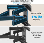 HOME VISION Full Motion Articulating TV Wall Mount for 37-90 Inch TVs up to 176 lbs, Fits 24" Wood Studs (8-24"), Heavy Duty TV Bracket & Mounts, Extendable Arm & Swivel Tilt Level, Max 600x400mm VESA