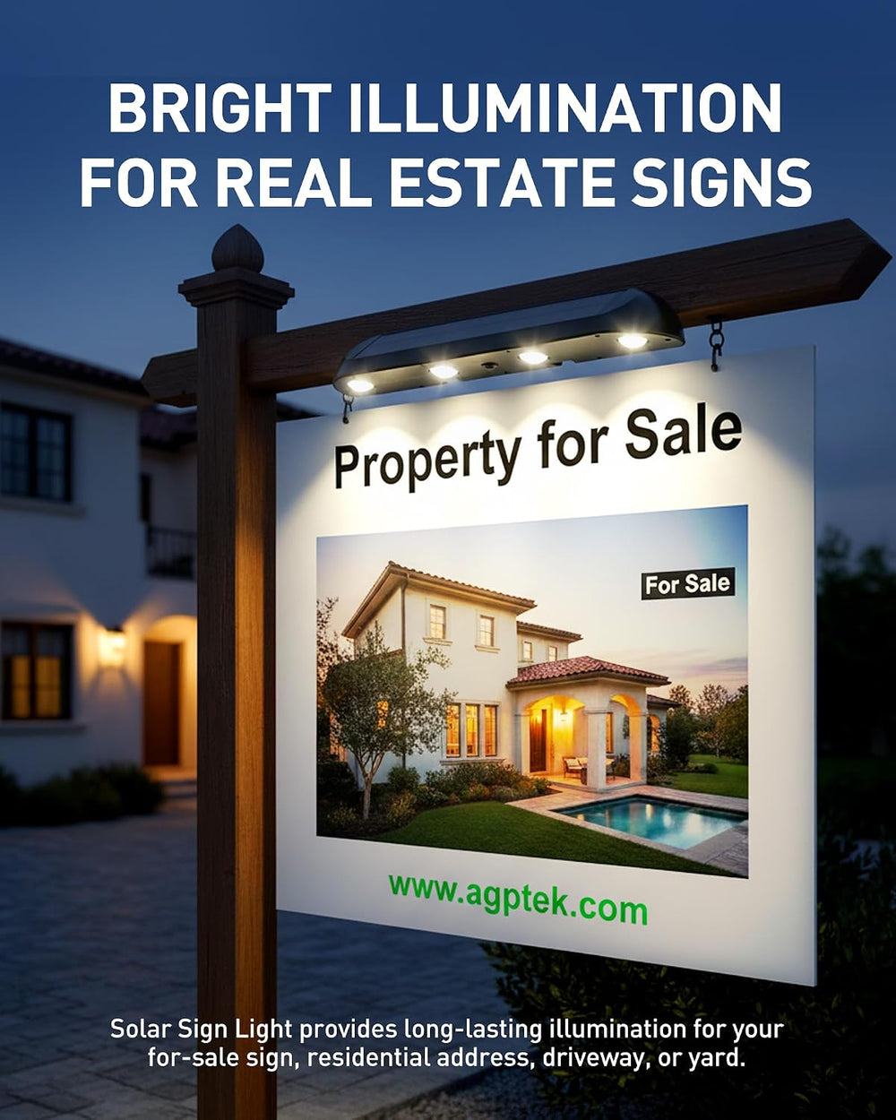 AGPTEK Solar Address Sign Light with 3 Color Temps (3000K/6000K) 2 Pack