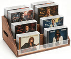 Rustic Wood CD Display Stand（Organizer 32 CDs）, 4-Tiered Tabletop CD Rack Storage Shelf Holds for CD Collection, Brown, Retro