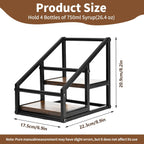Coffee Syrup Rack Organizer,Liquor Bottle Display Shelf,2-Tier 4 Bottle Stand for Coffee Bar, Kitchen Station, Liquor, Wine, Dressing,Rustic Brown