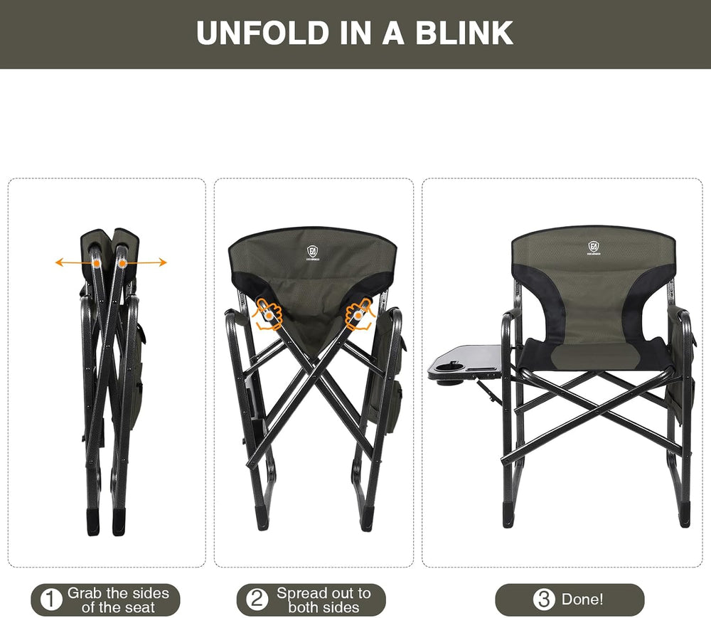 EVER ADVANCED Lightweight Aluminum Director Camping Chair, 350 lb Capacity | ...
