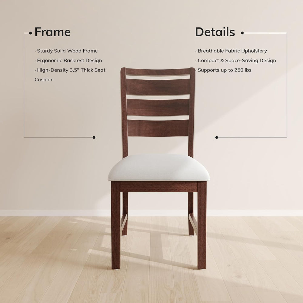 COLAMY Wooden Dining Chairs Set of 6, Farmhouse Upholstered Dining Room Chair...