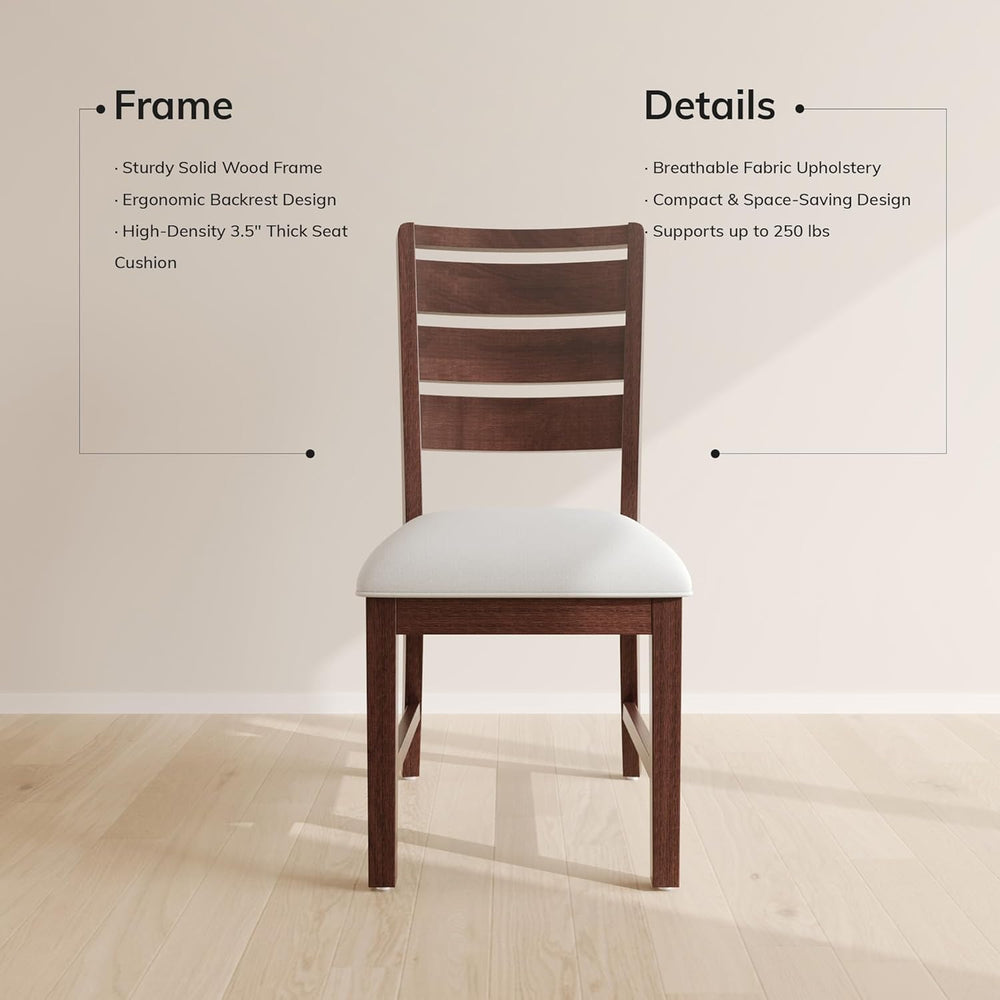 COLAMY Wooden Dining Chairs Set of 4, Farmhouse Upholstered Dining Room Chair...