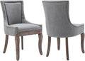 Modern Dining Chairs Set of 2, High Back Dining Chairs Side Chairs with Solid Wood Legs, Upholstered Fabric Dining Room Chairs for Dining Room Kitchen, Grey
