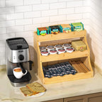 Bamboo Tea Bag Organizer, 3 Tier Vertical Tea Organizer, Tea Holder For Kitchen Island, Coffee Shop Or Office, Tea Storage With 12 Adjustable Partitions (Self-Assembly)