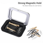 2 Pcs Magnetic Bobby Pin Holder - Portable Strong Magnet Organizer for Hair Pins, Paperclips & Metal Accessories, Travel Friendly for Makeup Bag, Vanity & Office