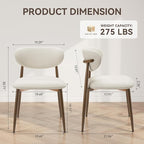 Dining Chairs Set of 2, Curved Back Kitchen Room Chairs with Metal Legs and Anti Slip Pads, Upholstered Dining Chair for Home and Restaurant, Beige