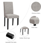 CHUN YI Upholstered Dining Chairs Set of 4, Fabric Dining Room Chairs with Solid Wood Legs, Modern Parson Chairs for Kitchen, Restaurant, Hotel, Light Gray