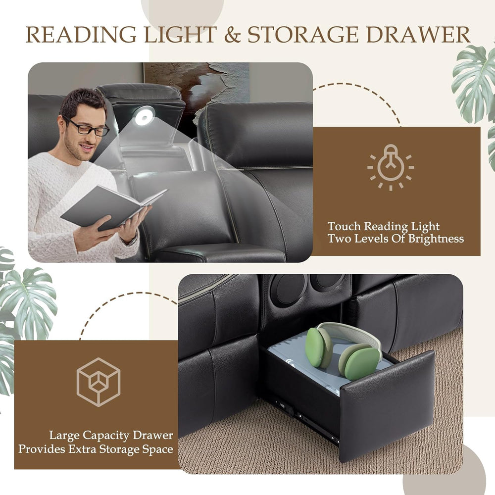 Power Reclining Sofa Set, Power Recliner Sofa and Loveseat Set with LED Light...