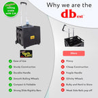 dbest products Quik Cart Collapsible Rolling Crate on Wheels for Teachers Tote Basket 80 lbs Capacity, Made from Heavy Duty Plastic Used as a Seat, Black