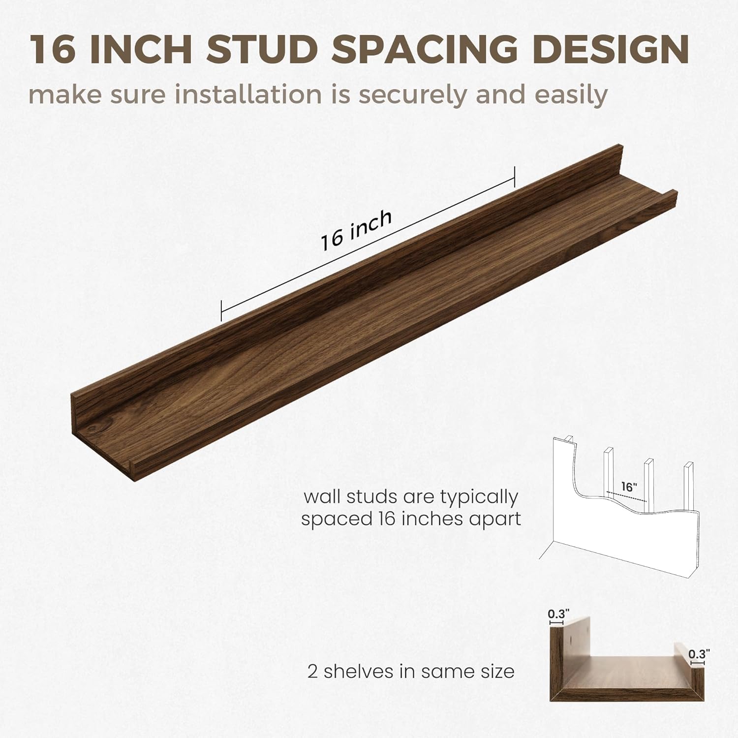 Axeman 30 Inch Floating Shelves for Wall | Picture Ledge Shelf Set of 2 | Rustic Walnut Picture Shelf for Wall with Ledge | Floating Shelves with Lip | Photo Ledge Shelves for Books Album Records