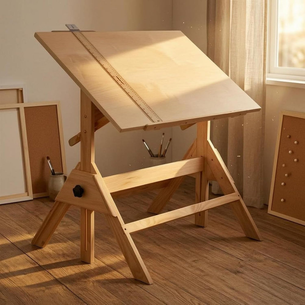 Gralara Adjustable Drafting Table Drawing Table Sketching Wood Finish Tilting...