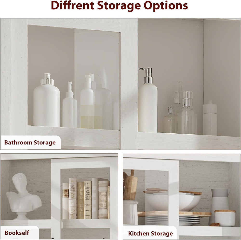 Garvee Tall Kitchen Pantry Cabinet, Farmhouse Wood Storage Cabinet with 4 Doo...