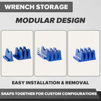 40PCS Modular Wrench Organizer Wrench Holder - Wrench Tool Organizers for Tool Drawer Storage, Wrench Storage Set with Metric & SAE Label, Wrench Rack Tool Gift for Professional Mechanics Men, Blue