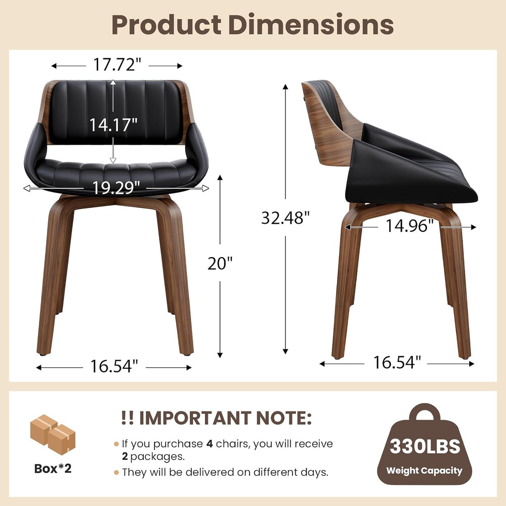 REONEY 360° Swivel Dining Chairs Set of 4, Mid-Century Modern Kitchen Chair