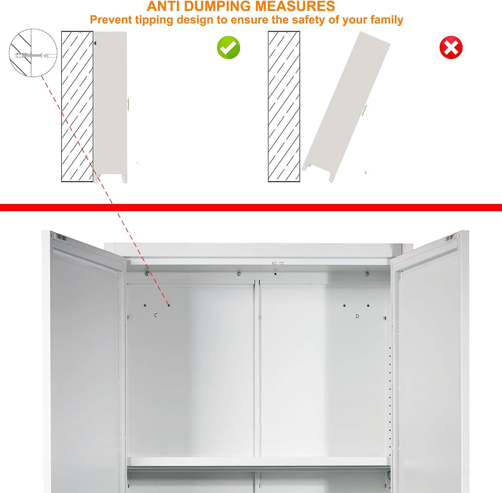 RYH Metal Pantry Cabinet with Doors & 3/4 Shelves, Kitchen Storage Cabine...