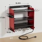 Power Tool Organizer Wall Mount with Charging Station, Garage 4 Drill Storage Shelf with Cordless Tool Holder, Heavy Duty Rack with 8 Outlet Power Strips and Hooks, Gift for Men, Husband (4 Layer)