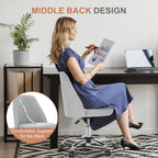 DUMOS Office Chair, Comfy Desk Chair Rolling Vanity Swivel Task Chairs with Wheels, Wide Seating Armless Height Adjustable Computer Chairs for Home,Bedroom,Student,Adults, Classic Grey