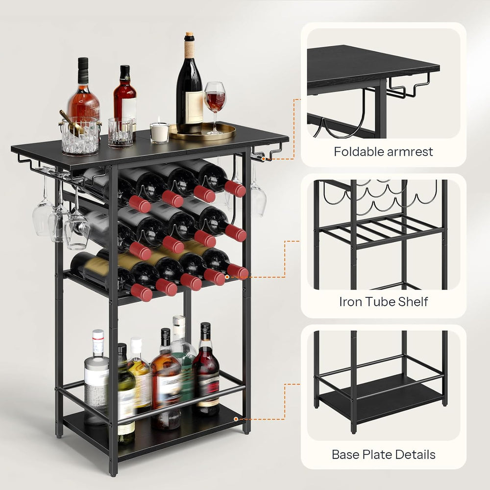 HOOBRO 5-Tier Wine Rack with Glass Holder, Wine Storage Freestanding Floor, V...