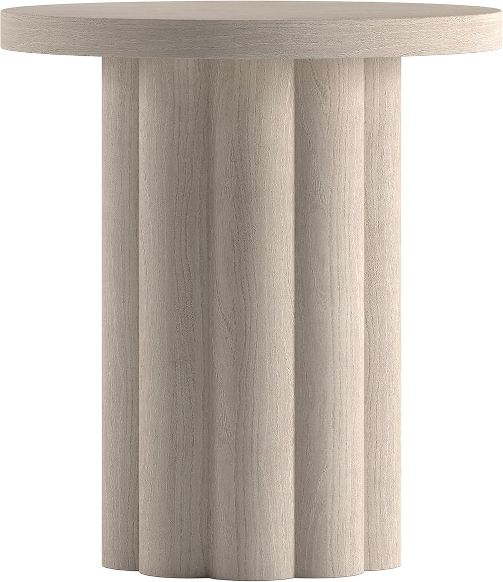 Henn&Hart 20'' Fluted Round End Table, Modern Side Table Ribbed N...