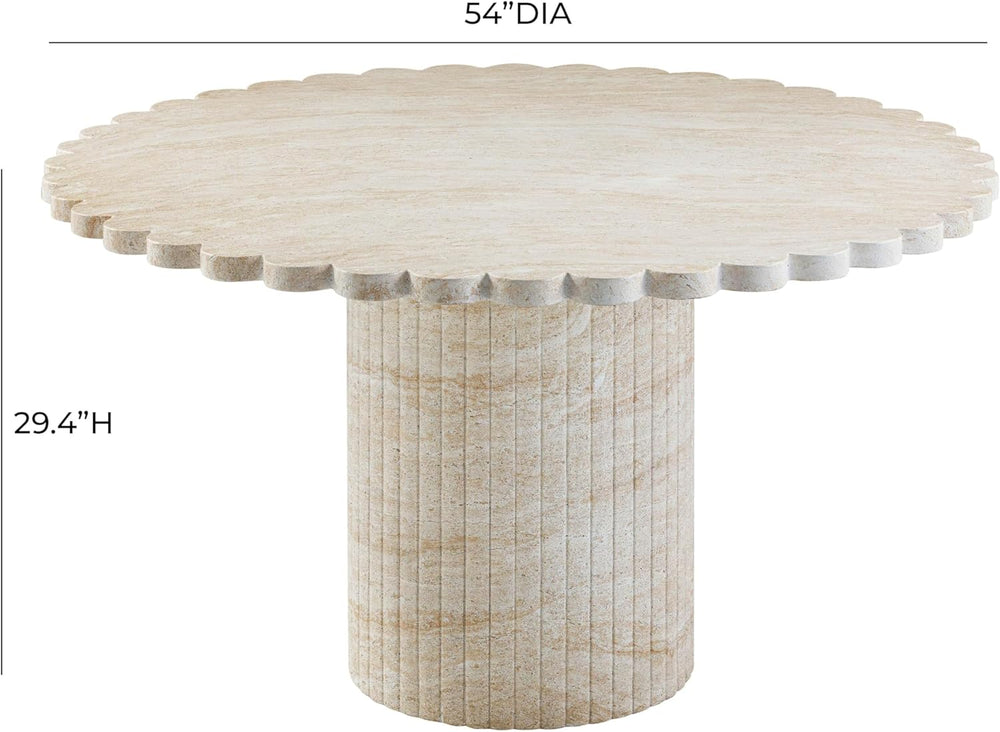 First of a Kind 54" Round Concrete Table in Travertine Finish - Modern D...