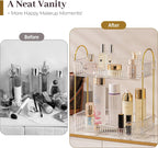 Aveniee Bathroom Counter Organizer, 2 Tier Perfume Skin Care Countertop Storage Shelf, Vanity Makeup Tray for Cosmetic Skincare Lotion,Clear