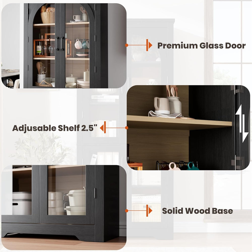 Garvee 70" Tall Kitchen Pantry Cabinet - Modern Display Cabinet with 4 A...