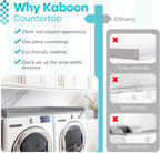 Kaboon Washer Dryer Countertop, Melamine Countertop with 2" Edge Rails - 27.5" Depth x 54" Width Laundry Room Organization, Grey
