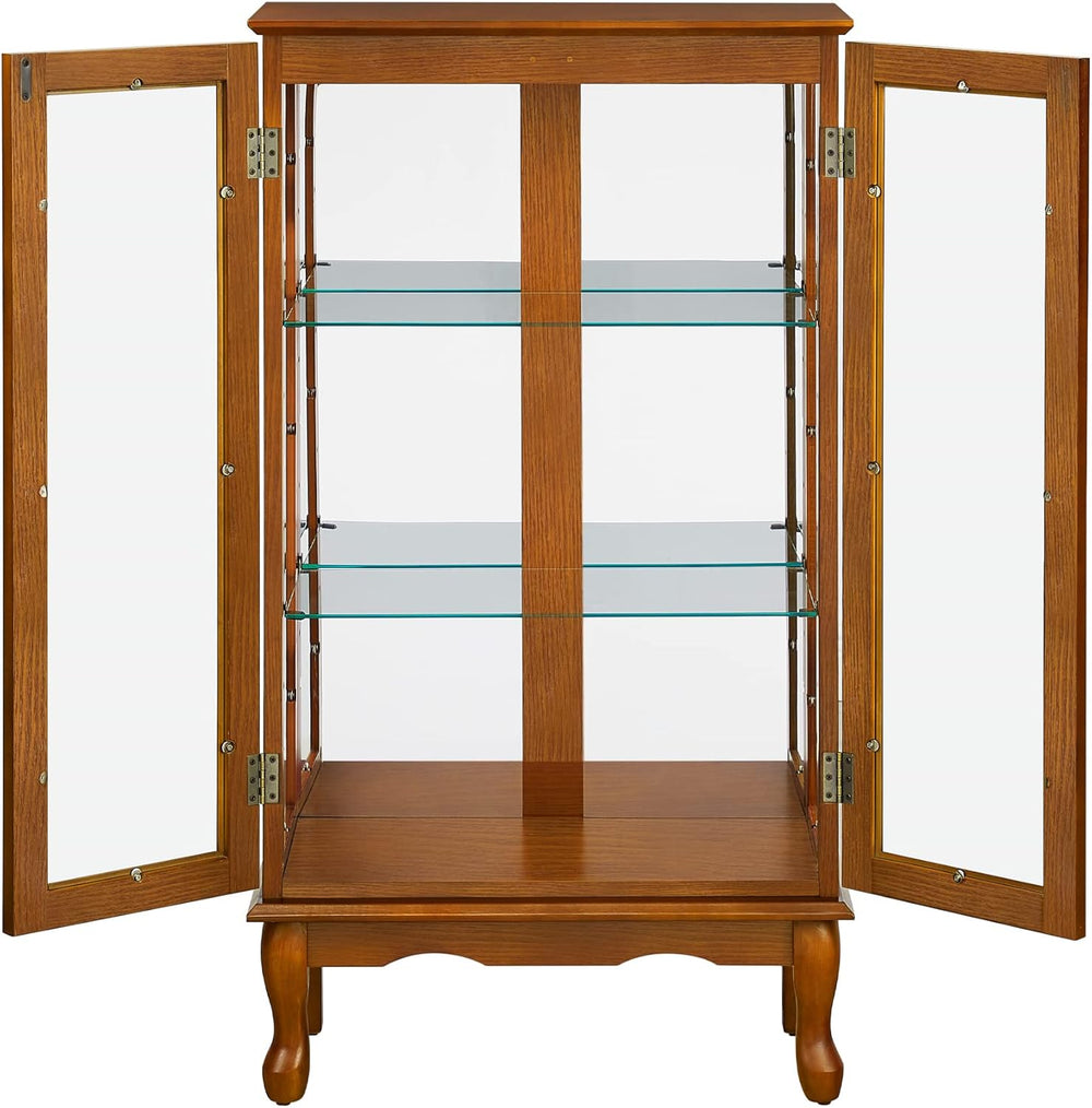 Lighted Curio Cabinet, Modern Floor Standing Glass Curio Cabinet Display Case...