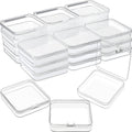 SATINIOR 24 Packs Small Clear Plastic Beads Storage Containers Box with Hinged Lid for Storage of Small Items, Crafts, Jewelry, Hardware (2.76 x 2.76 x 0.67 Inches)