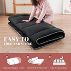 WhatsBedding Japanese Floor Mattress Futon Mattress 3" Black Tatami Mat Shredded Memory Foam Filled Sleeping Pad, Foldable & Portable Roll Up Lounger Camping Bed for Kids and Adult,Twin Size 39"x 80"
