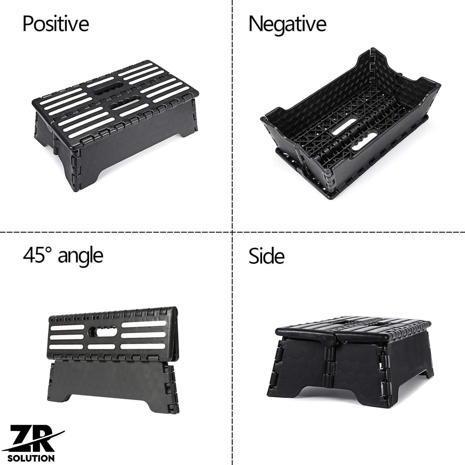 Folding Step Stool 5 Inch, Foldable Plastic Step Stool with Non-Slip Textured Surface and Carry Handle, Portable Compact Stool for Kitchen, Bathroom, Closet, RV, Garage and Home Use