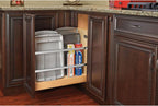 Rev-A-Shelf 8" Pullout Wooden Bakeware Organizer Shelf for Kitchen Cabinets, Pots and Pans Wire Storage Rack w/ Soft-Close Slides, 447-BCSC-8C