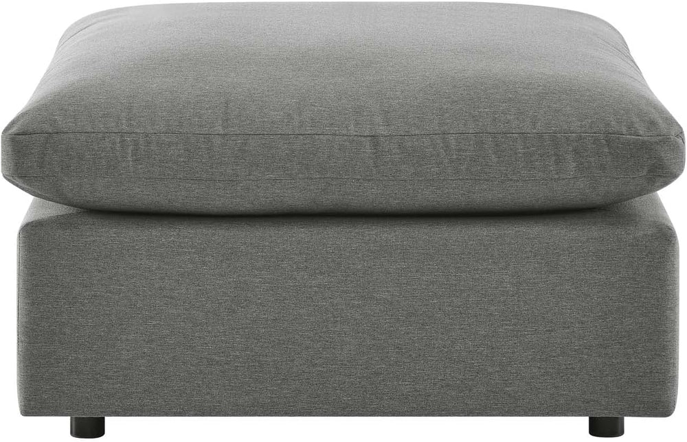 Modway Commix Outdoor Patio Overstuffed Sectional Sofa Ottoman in Charcoal
