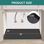 Under Sink Mat, 28" x 22" Waterproof Silicone Under Sink Tray for Kitchen & Laundry Cabinets, Kitchen Cabinet Shelf Protector, Up to 3 Gallons Liquid, Fits 36 inch Standard Cabinet (Black)