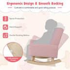 Costzon Kids Sofa, Toddler Rocking Chair with Solid Wood Frame, Linen Fabric, Anti-Tipping Design, Children Furniture Armchair for Kids Room, Nursery, Playroom, Preschool, Gift for Boys Girls (Pink)
