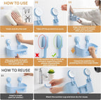 LEVERLOC Shower Caddy Suction Cup 2 Pack, Shower Organizer Removable Bathroom Shelf, Storage Suction Powerful Max Hold 22lbs Bathroom Caddy Waterproof Holder, Blue