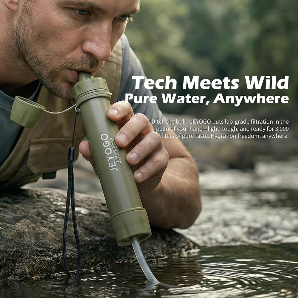 Survival Water Filter Straw - Portable Personal Water Purifier for Hiking, Ca...