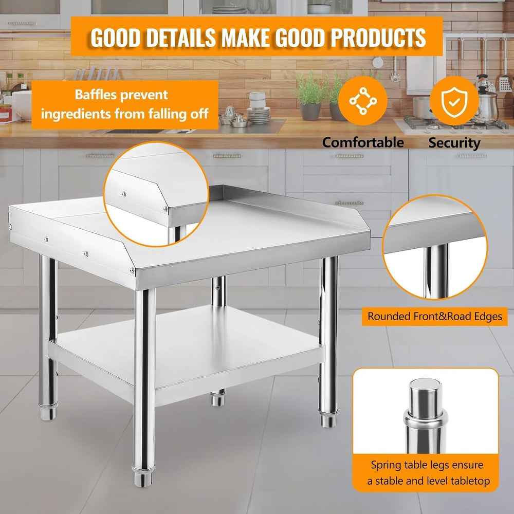 Stainless Steel 24x24x24 Inch Equipment Grill Stand Table, 660 Lbs Top & ...