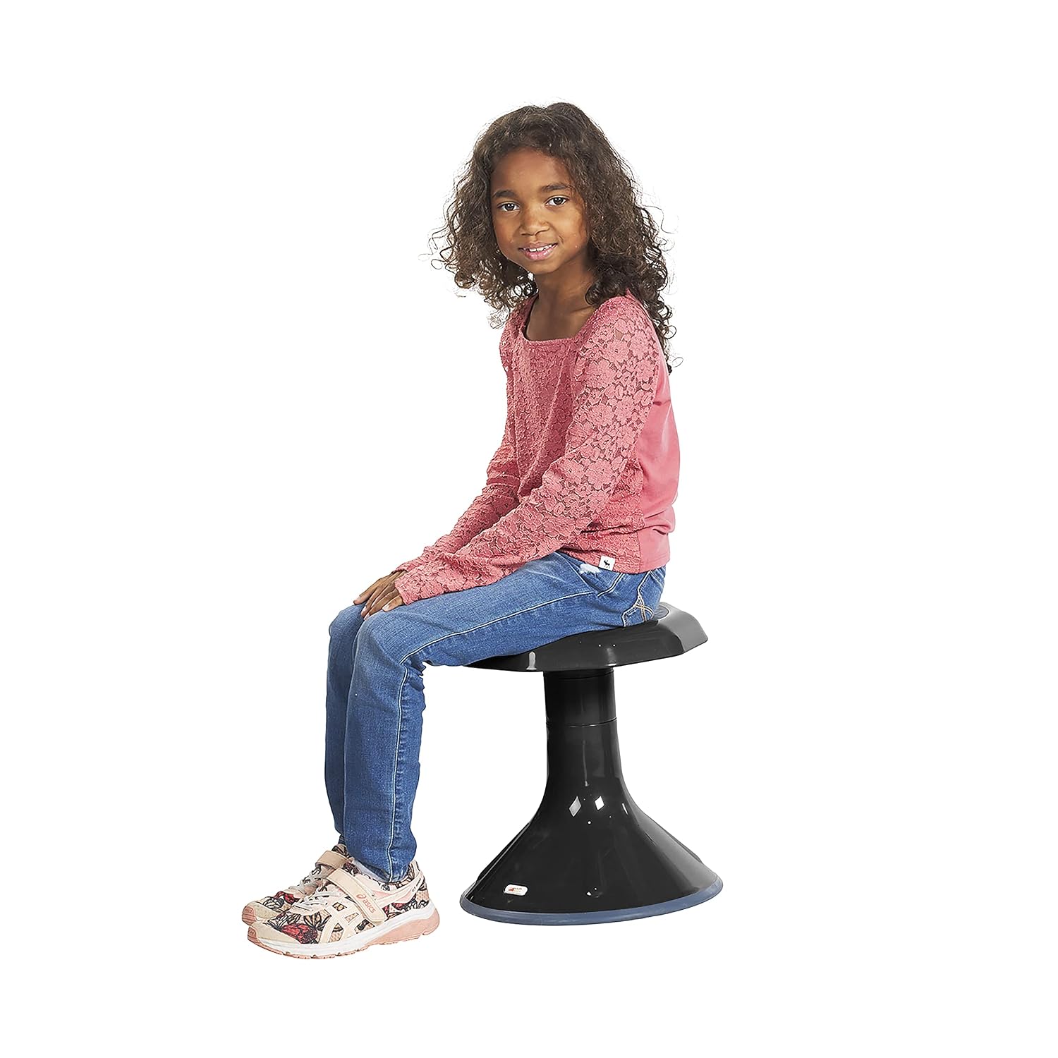 ECR4Kids ACE Active Core Engagement Wobble Stool, 15-Inch Seat Height, Flexible Seating, Black | Durable plastic, GREENGUARD Gold Certified, 7-9 years, 150 lb capacity, fully assembled, flexible seating for classroom use