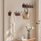 Coat Rack Wall Mount 16.8'' Rustic Hat Rack with 5 Triple Hooks Coat Hooks Wall Mount Farmhouse Wall Hooks for Hanging Coat, Bags, Towels