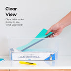IRIS USA 6 Qt. Craft Storage Bins with Lids, 6-Pack, |Made in USA|, Clip Box, Small Plastic Sensory Bin Tote Organizer Containers for Art Supplies, Paper, & Office, Stackable - Clear/Seafoam Blue