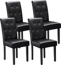 Furmax Upholstered Dining Chairs Set of 4, PU Leather Dinning Room Chairs, Button Tufted Kitchen Chairs with Adjustable Wood Legs for Dining Room/Living Room/Restaurant (Leather Black, 4)