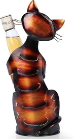 Cat Decor Wine Holder Wine Rack Wine Bottle Holder Wine Cat, Gift for Halloween and Christmas,Cat Gifts for Cat Lovers………… (Dark Brown)