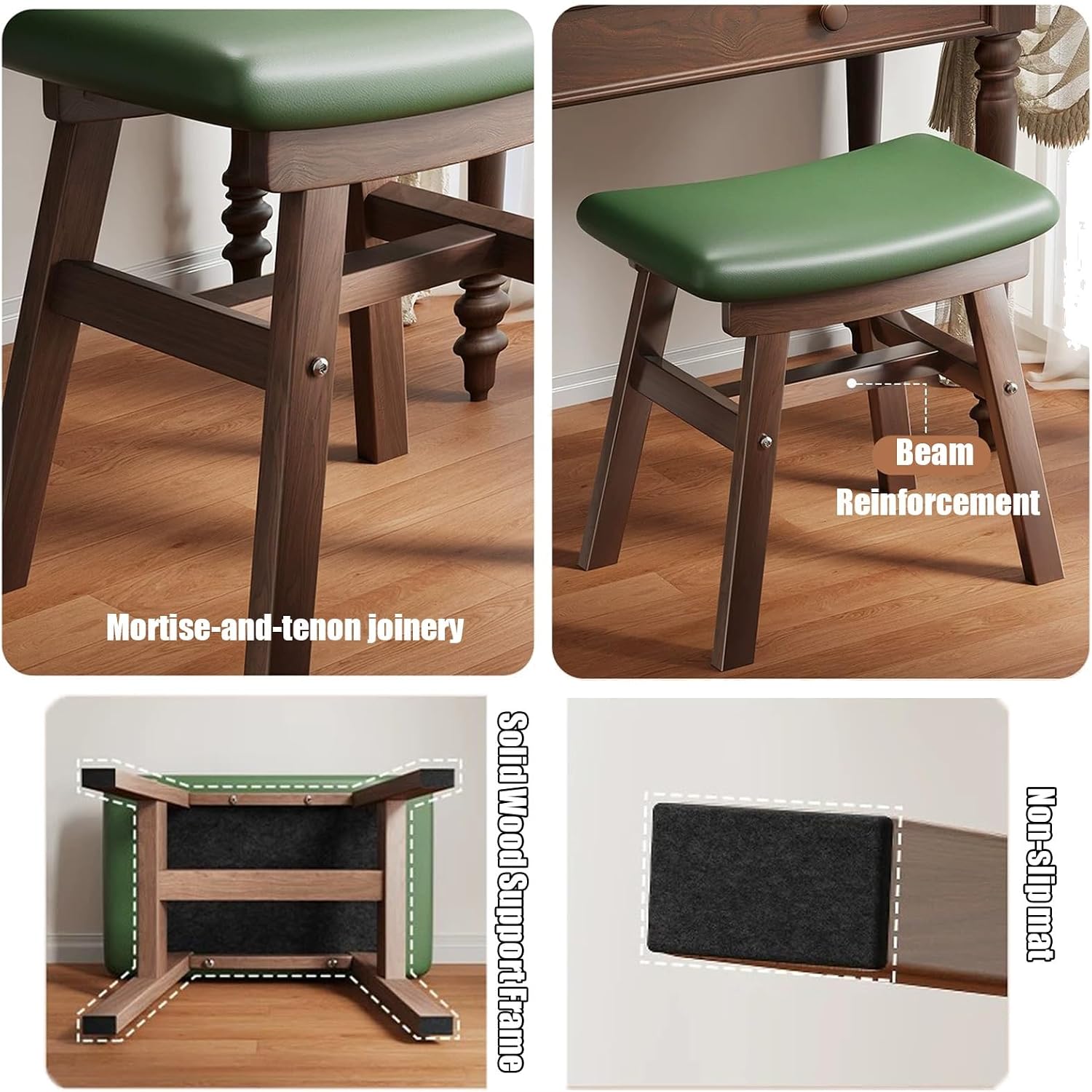 Counter Stool, Upholstered Dining Accent Side Chair, Solid Wood Saddle Stool, Work Vanity Chair, Comfortable Upholstered, for Small Space(Orange)