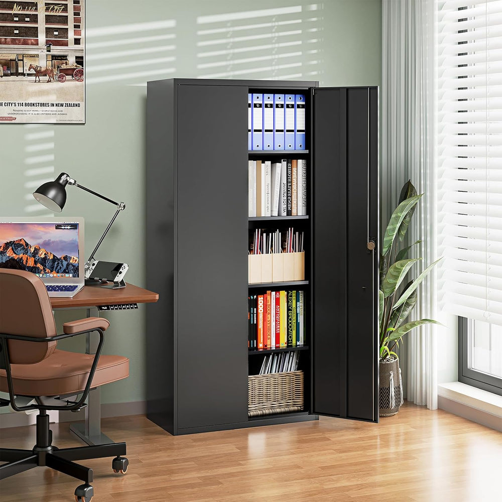 Letaya Metal Garage Storage Cabinets with Lock Door and Adjustable Shelves, S...