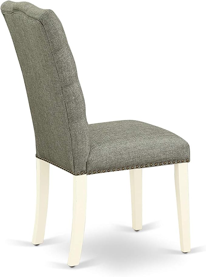 East West Furniture X097EL207-7 7 Piece Dining Room Table Set Consist of a Rectangle Kitchen Table with X-Legs and 6 Gray Linen Fabric Parson Dining Chairs, 40x72 Inch, Multi-Color