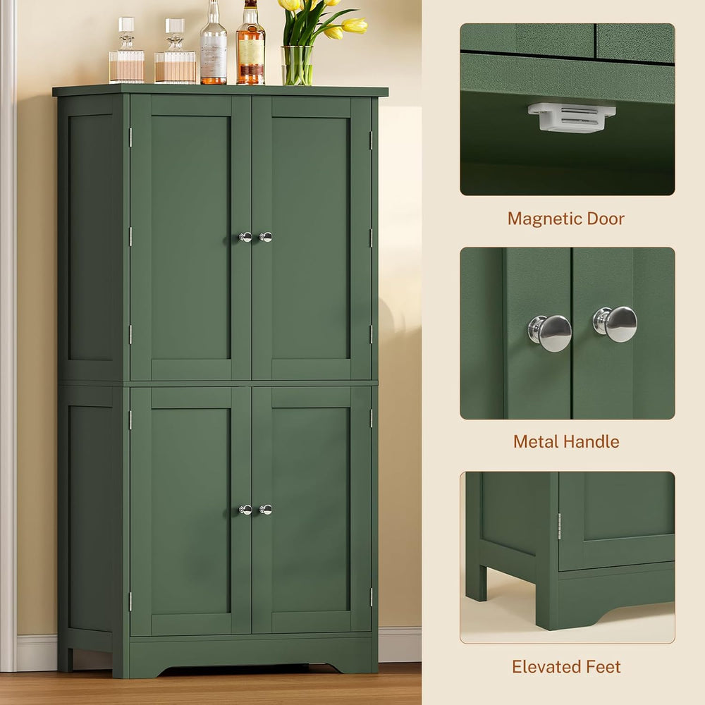 TEENFON 51" H Pantry Cabinet with 4 Doors, Kitchen Cabinet with 6 Door S...